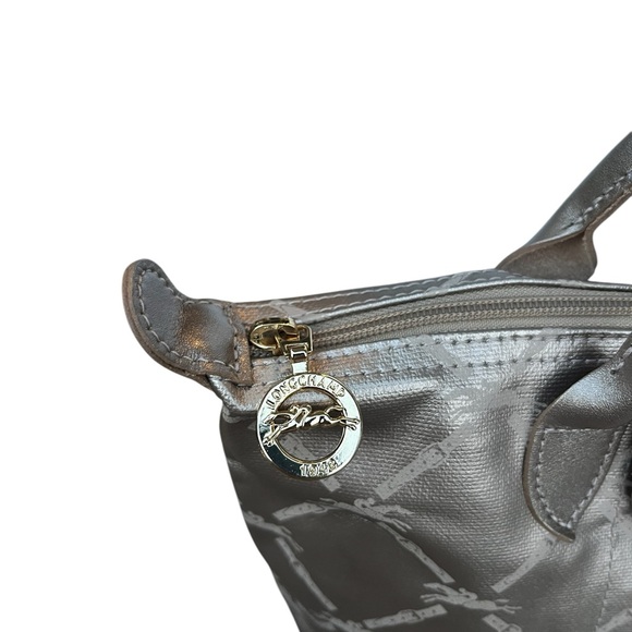 Longchamp Limited Edition Gold Metallic Logo Design Le Pliage Tote Bag EUC - Picture 5 of 9